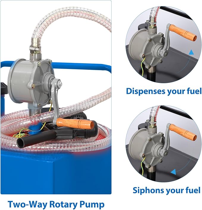 Upgraded 35 Gallon Fuel Caddy, Manual Hand Pump & Easy-Roll Wheels, Heavy-Duty UV-Resistant Steel Tank for Gas & Diesel, Portable Fuel Storage for Tractors, Mowers, Boats