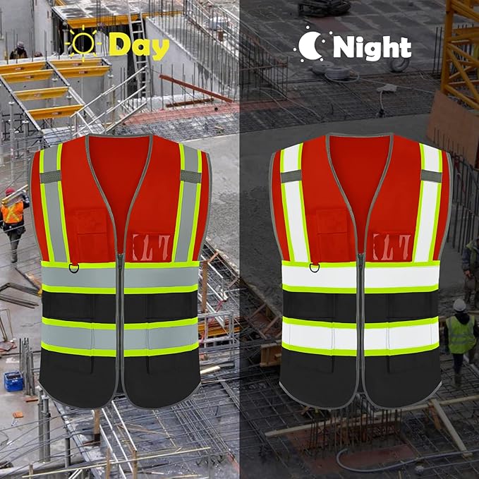 BeautyWill Custom Logo Safety Vest Class 2 High Visibility Reflective Vest for Men - Personalized Logo Team Vest