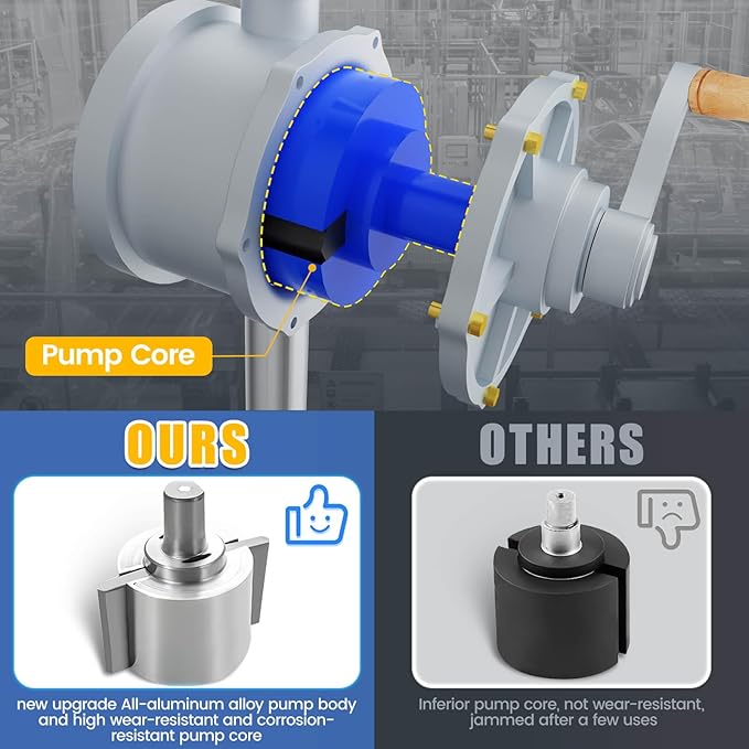 Aluminum 55 Gallon Drum Pump, Precision Engineered for Optimal Fluid Transfer, Hand Fuel Pumps for Diesel, Hydraulic Fluid