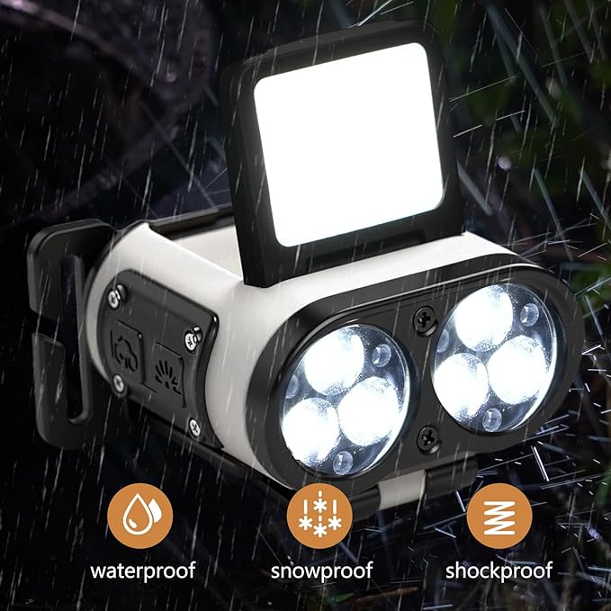2 Pcs LED Hat Light, 900lm Dimmable Clip on Cap Lights, Headlamp Rechargeable, 180°Adjustable Hands Free Hat Flashlight Headlamp Waterproof for Hiking, Running, Fishing, Cycling, Emergency (White)
