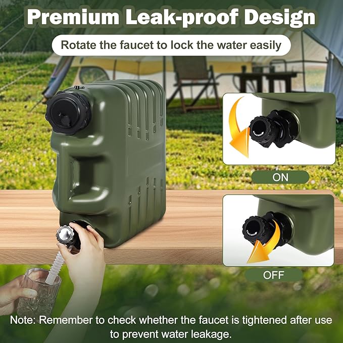 REDCAMP 4 Gallon/15L Portable Water Container with Spigot, Camping Water Jug, Water Containers, Water Tank, Portable Emergency Water Storage for Camping, Car, Hiking, Green, 2Pack