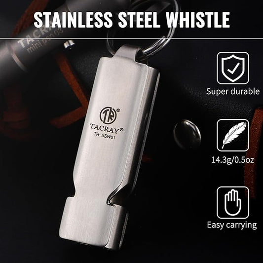 TACRAY Emergency Whistles Lifeguard Safety Whistle with Neck Chain and Keychain for Outdoor Camping Hiking