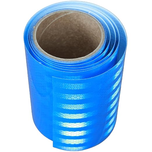 Non Fading Reflective Tape Blue 6 inch, Outdoor Waterproof High Visibility Warning Industrial Marking Tape, Safety Stickers (11 feet)