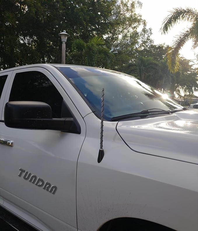 13" Antenna Mast Fits for Toyota Tundra 2000+ & Toyota Tacoma 1995+ & FJ Cruiser 2007+, Internal Copper Coil for Enhanced Reception, 13 inch Spiral Rubber Antenna Replacement Accessories