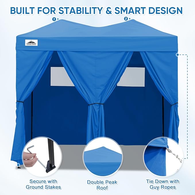 EAGLE PEAK Outdoor Changing Room 8x4, 2 Room Pop Up Portable Changing Room, Sun Shelter, Pop Up Changing Tent for Beach or Pool,Portable Dressing Room for Photoshoots (Light Blue)