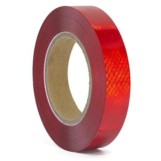 Reflective Tape, Waterproof Self Adhesive Dot Reflective Tape Outdoor Safety Caution Reflector for Trailers, Bikes, Cars（Red, 1 Inch x 115 Feet）