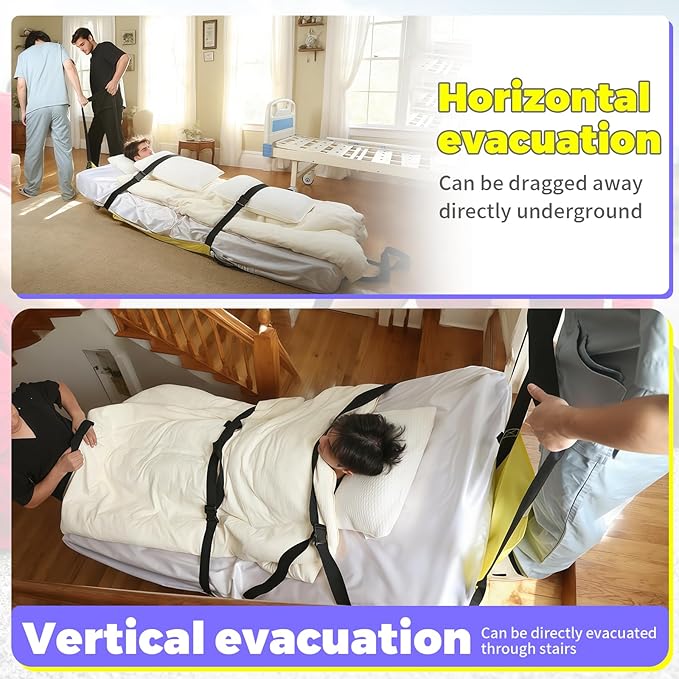 Emergency Evacuation Sheet – Patient Rescue Transfer Device for Bedridden, Hospitals & Home Care – Fire & Disaster Evacuation Aid, 330 lbs Capacity, Fits Standard Beds