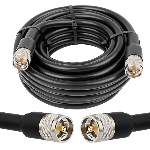 KMR400 Coaxial Cable 20FT, PL259 CB Antenna Coax Cable Jumper UHF Cable Male to Male Connector Low Loss 50 Ohm for Ham Radio, VHF Radio, Antenna Analyzer, SWR Meter