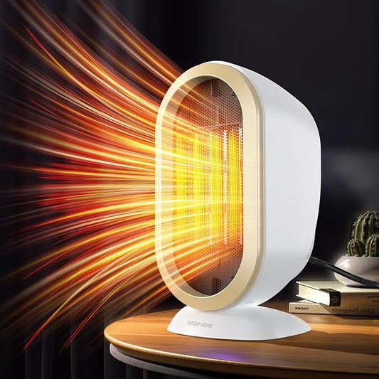 Space Heater, 800W Fast Heating Ceramic Small Heater, Portable Energy Efficient Space Heaters, Two-Speed Mini Desk Ceramic Heaters with Adjustable, Overheating Protection, Dumping Shutdown (White)