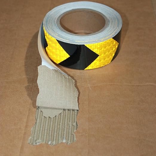 Reflective Tape Yellow Black 2 inch Wide for Cars, Outdoor Waterproof High Visibility Safety Warning Adhesive Strips (166 feet)