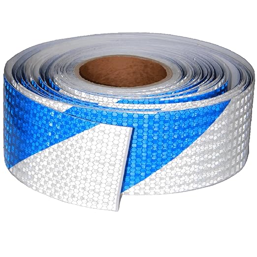 Reflective Tape Blue White 3 Inch x 168 Feet, Outdoor Waterproof Conspicuity Strong Adhesive Reflector for Vehicles Trailers