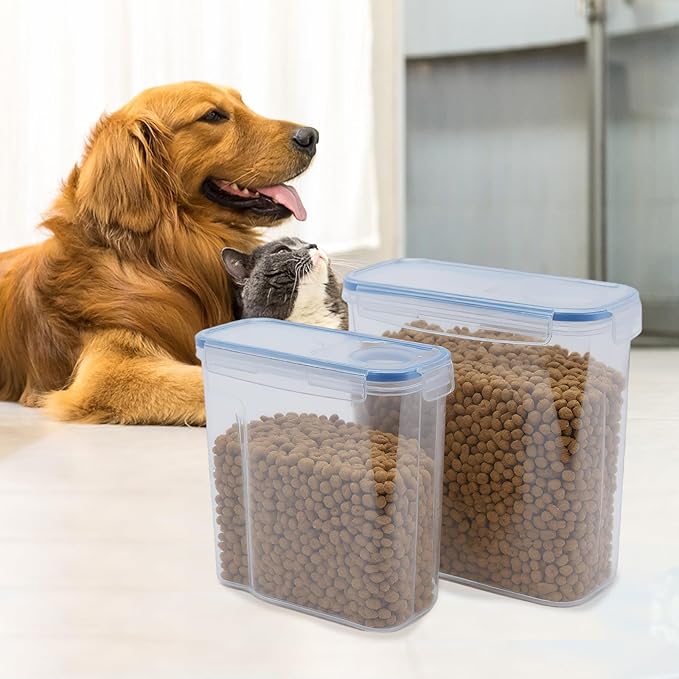 2Pack Dog Food Storage Container,4L/6L Dog Treat Container with Pour Spout,Airtight Pet Food Storage Container with Lid, BPA Free, Kibble Container, for Pet, Cat, Dog, Bird Seed（Blue）