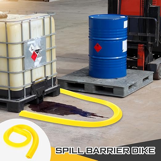 3 Pcs Spill Barrier Dike 5'L x 2.6"W x 1.5"H Water Dam Barrier Liquid Blocker for Garage Home Floor Flooding Solutions(Yellow)