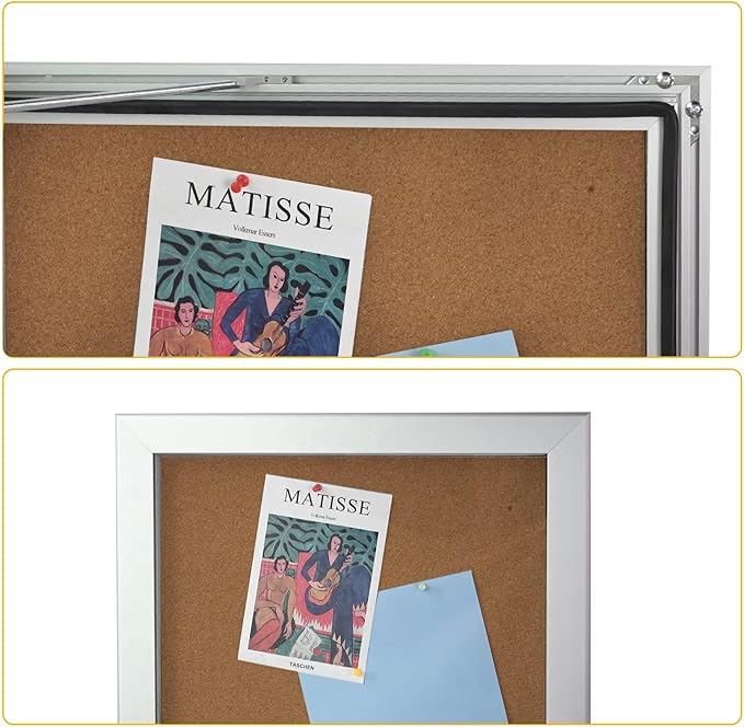 26.8×20 Lockable Enclosed Bulletin Board Wall Display Case with Rubber Seal Aluminum Cork Board with Door Protected Tamperproof Noticeboard for Indoor or Outdoor Use(Cork)
