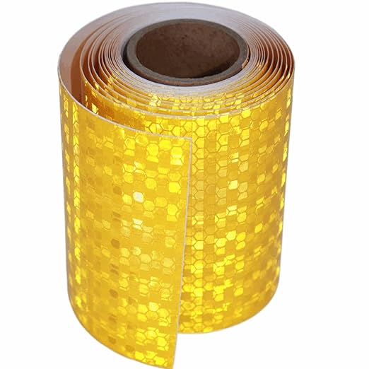 Industrial Reflective Tape Yellow 4 inch for Bikes, Outdoor Waterproof High Visibility Safety Warning Adhesive Stickers Strips (10 feet)