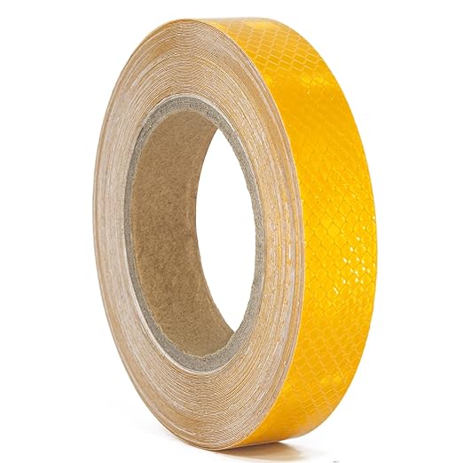 Reflective Tape, Waterproof Self Adhesive Dot Reflective Tape Outdoor Safety Caution Reflector for Trailers, Bikes, Cars（Yellow, 1 Inch x 115 Feet）