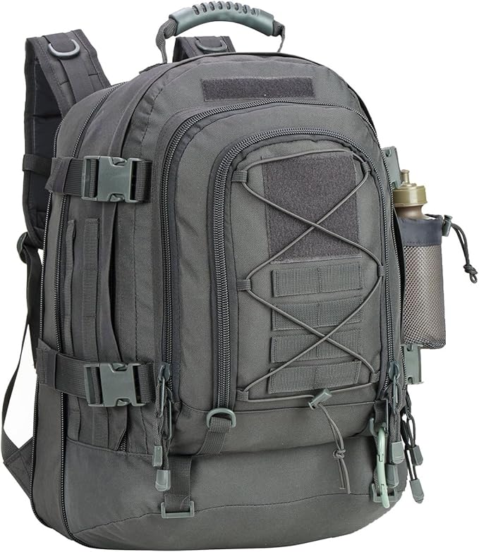 Large Military Bug Out Bag 3 Day Pack Expandable Backpack Army Daypack for Outdoor Hiking Hunting (Grey)