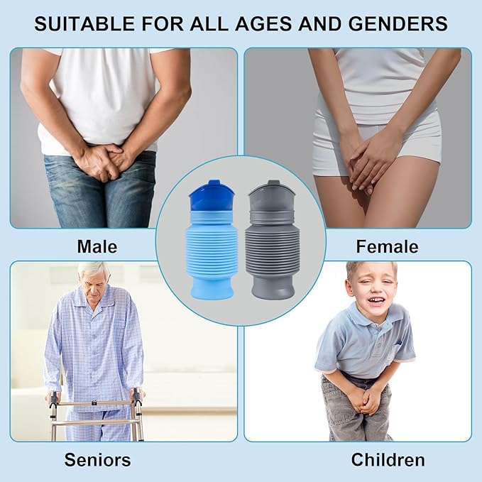 Pee Bottles for Men, Collapsible Urine Bottle 750ML, Portable Urinal for Women, Emergency Urinal Spill Proof Pocket Toilet for Car, Travel Urinals Potty for Camping, Traffic Jam, Road Trips, Hiking