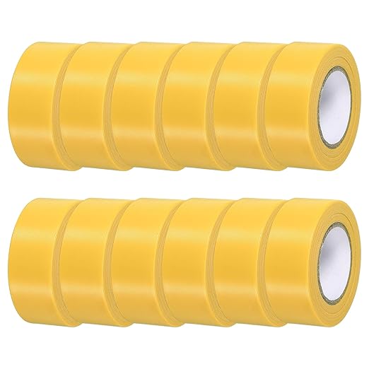 MECCANIXITY Flagging Tape,12 Pcs Non-Adhesive Plastic Neon Survey Marking Tape 1 Inch x 98 Feet for Tree Hunting Boundaries Hazardous Areas Marking Ribbon Deep Yellow