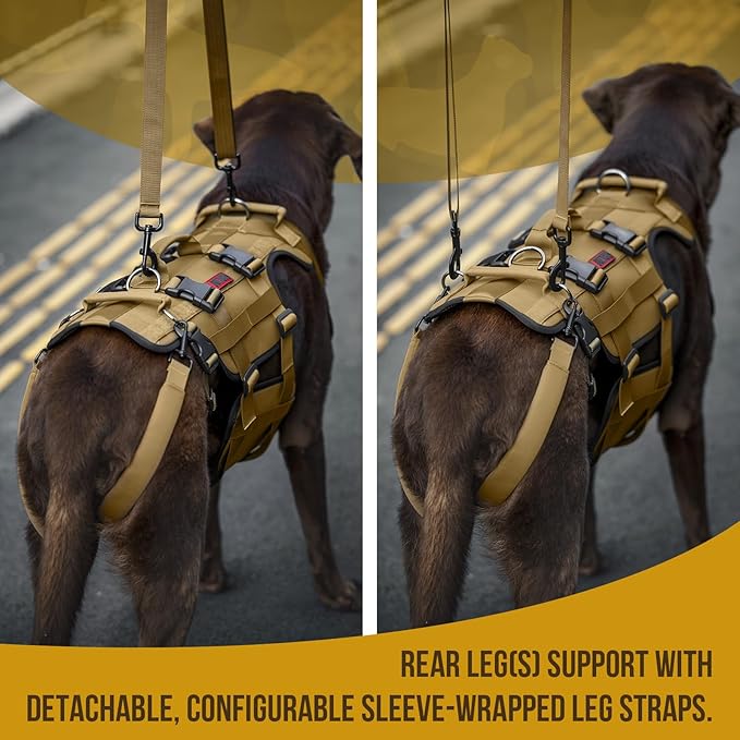 OneTigris Dog Lift Harness for Large Dogs, Dog Hip Support Brace, Full Body Lifter with Handles Invictus Multifunctional Mobility Assistance Vest for Back Legs (Brown, L)