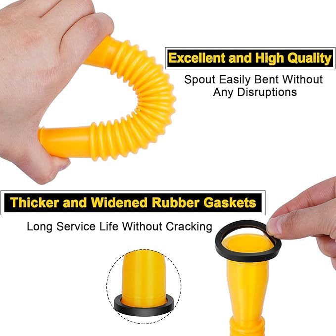 Godboy (7 Kit-Yellow Gas Can Spout Replacement, Gas Can Nozzle, Flexible Pour Nozzle Suitable for Most 1/2/5/10 Gal Oil Cans, Fuel Can Spout Replacement