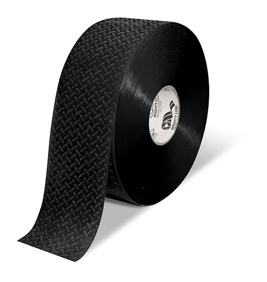 Mighty Line 4" Anti-Slip Solid Color Floor Marking Tape for Safety, Caution, Warning, Flooring, Heavy-Duty, Peel and Stick, Adhesive, Industrial Quality, 100' Roll, Black