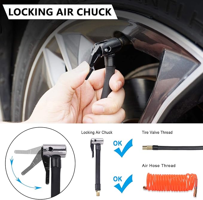 GSPSCN 6X Faster Inflation Portable 12V Air Compressor Pump Digital Display Tire Inflator with LED Flashlight, Heavy Duty Dual Cylinder Tire Pump 150 PSI for Auto,SUV,Off-Road,Truck,RV,Bike etc
