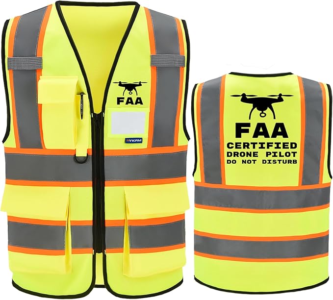 AYKRM Security Vest for Men Women 7 Pockets High Visibility Reflective Safety Vest Front Zipper Meets ANSI/ISEA