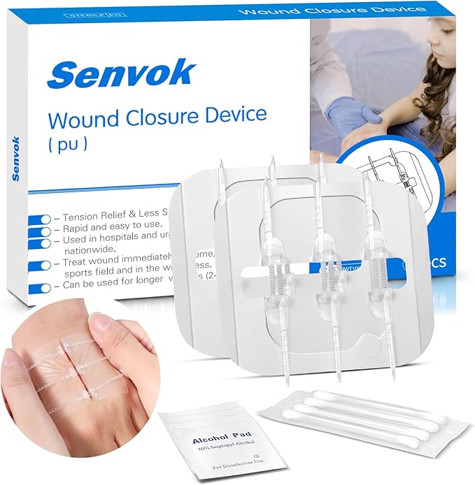 Senvok Butterfly Bandaids with Zip Stitch – 2 Pcs Large Wound Closure Strips for Big Wound Care, Quick Clot Emergency Repair, Hospital-Grade Skin Closure for Home & Outdoor Use