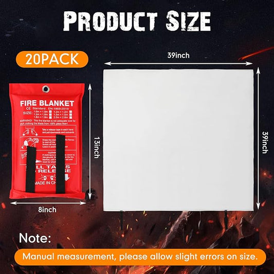 Moukeren Fire Blanket Fire Emergency Blankets for Home Kitchen, Survival Safety Flame Suppression Fiberglass Fireproof Flame Retardant for Fireplace Car Office Camping