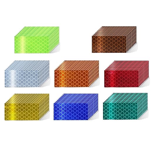 Non Fading Reflective Stickers 1 inch X 2 inch, Outdoor Waterproof High Visibility Warning Safety Adhesive Reflector Tape (80 Pcs)