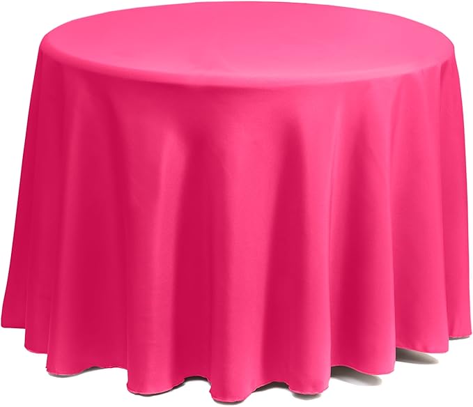 Gee Di Moda Round Tablecloth - 70 Inch Fuchsia Round Table Cloth for 24 to 48 Inch Round Tables - Heavy Duty Washable Fabric - for Buffet Table, Holiday Party, Dinner, Wedding & Baby Shower