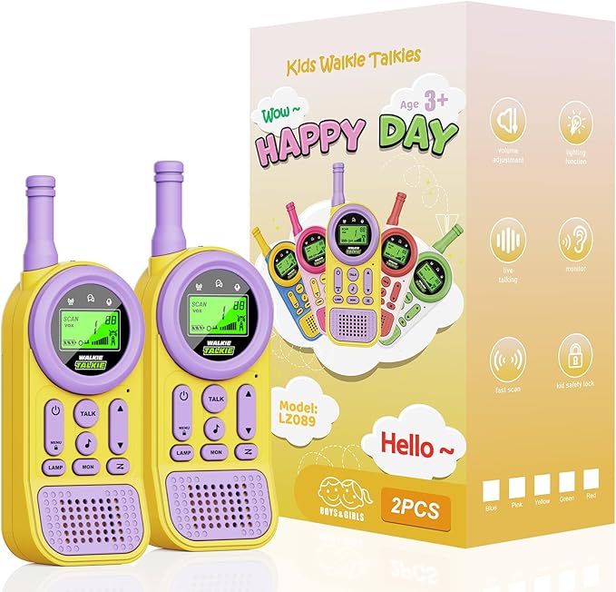 Walkie Talkies for Kids Toys: Toys for 3-12 Year Old Boys Girls - 22 Channels 2 Way Radio Toy with Backlit LCD Flashlight - 3 Miles Range for Outside/Camping/Hiking (2-Pack)