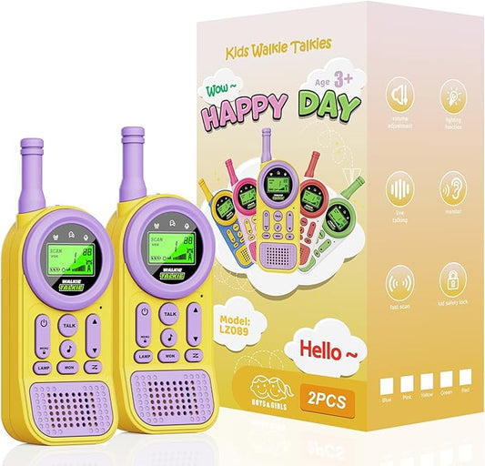 Walkie Talkies for Kids Toys: Toys for 3-12 Year Old Boys Girls - 22 Channels 2 Way Radio Toy with Backlit LCD Flashlight - 3 Miles Range for Outside/Camping/Hiking (2-Pack)
