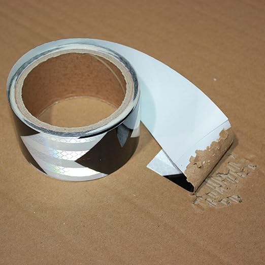Black White Reflective Tape 2 inch Wide for Cars, Outdoor Waterproof High Visibility Safety Warning Adhesive Strips (10 feet)