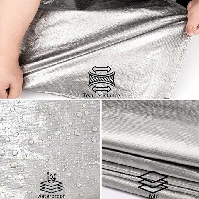 Tarps 12x40 FT Waterproof Heavy Duty Tarp – 18 Mil Thick, UV & Tear Resistant, Reinforced Grommets & Edges – Multi-Purpose Cover for Camping, Roof, Emergency, Truck, Boat (12ft x 40ft)