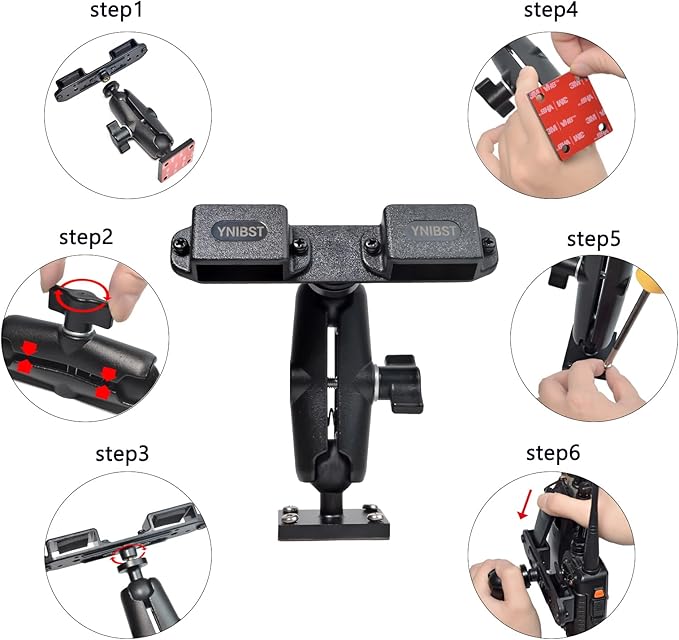 Universal Ham Radio Holder,Drill Base Mount W/Self-Tapping Screws&Adhesive Bottom,for Motorola Talkabout Cobra BaoFeng Kenwood Portable Walkie Talkie