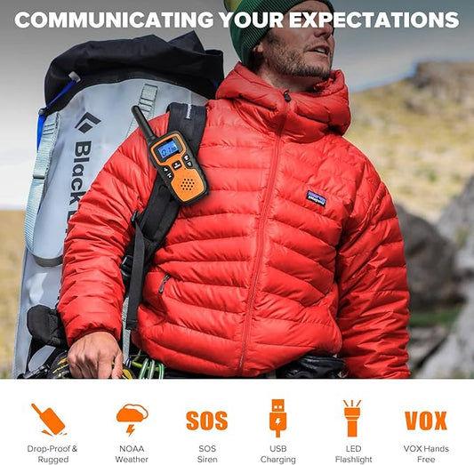 Wishouse Walkie Talkies for Adults Long Range-Rechargeable 4 Pack 2 Way Radios, Hiking Accessories Camping Gear Xmas Birthday Gift for Kids Family with Lamp,SOS Siren,NOAA Weather Alert,Easy to Use
