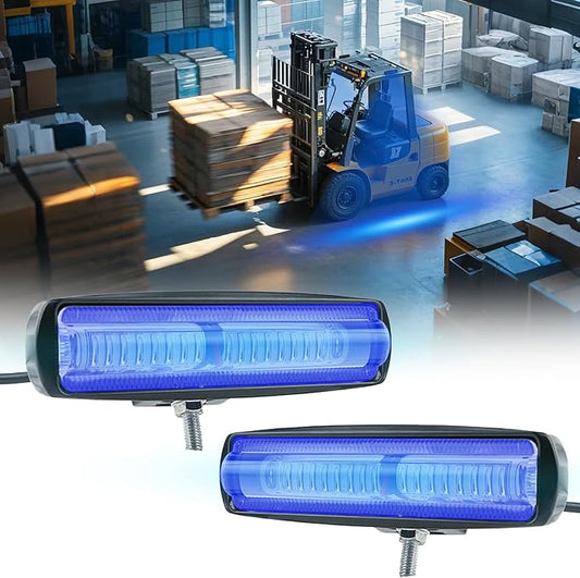 15 LED Forklift Safety Light Blue 30W Ultra Bright Linear Warning Light with Wide Voltage Compatibility, Easy Installation, and Enhanced Heat Dissipation for Forklifts, Trucks (2Pcs)