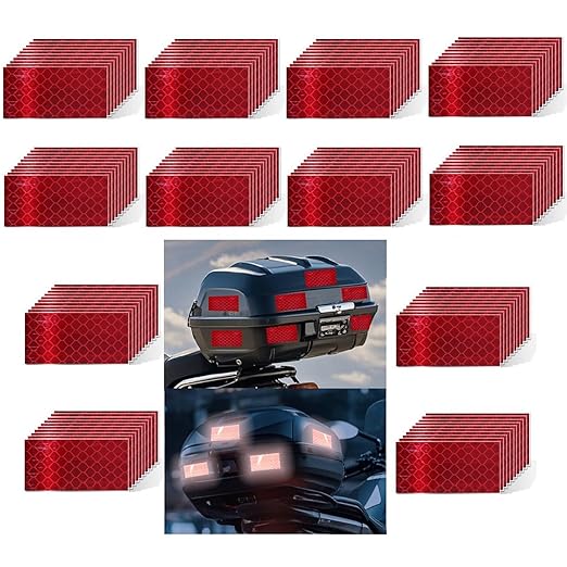 Red Reflective Stickers 1 inch X 2 inch, Outdoor Waterproof High Visibility Warning Safety Adhesive Reflector Tape (120 Pcs)