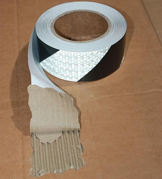 Black White Reflective Tape 2 inch Wide, Outdoor Waterproof Hazard Conspicuity Warning Industrial Marking Tape (66 feet)