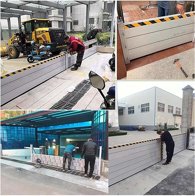 Flood Protection Barrier Water, Aluminum Water Barriers for Flooding, Reusable in Heavy Rain Defence Suitable, Detachable and Portable, for Garage Basement Driveway,001,110 * 60cm
