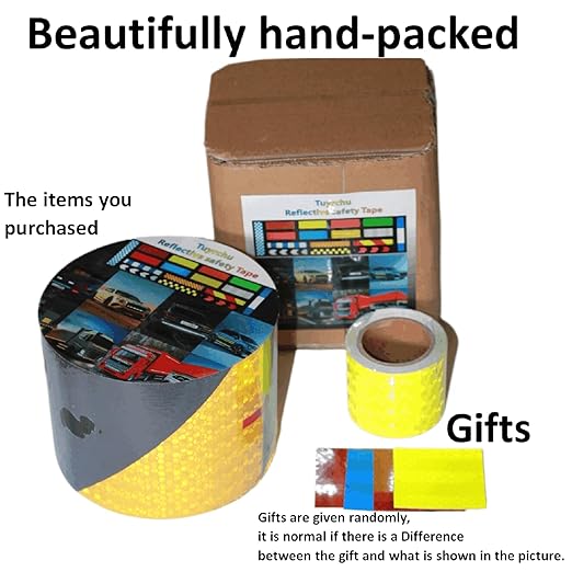 Reflective Tape Yellow Black 4 inch Wide for Truck, Outdoor Waterproof High Visibility Safety Warning Adhesive Strips (166 feet)