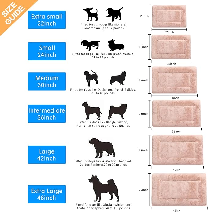 Dog Beds Crate Pad for Medium/Large Dogs Ultra Soft Dog Crate Bed Washable & Anti-Slip Kennel Pad for Dogs Cozy Sleeping Mat,Pink 36inch