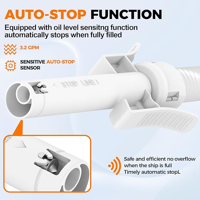 Fuel Transfer Pump with Auto Stop Sensor Overfill Protection, 3.2 GPM Portable Automatic Fuel Transfer Pump Kit with 4 Tank Adapter, Portable Gas Pump for Oil, Diesel, Gasoline Black