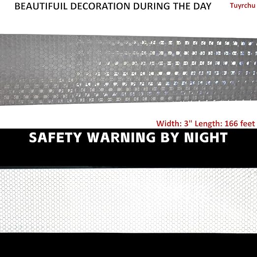 White Reflective Tape Outdoor Waterproof 3 inch, High Visibility Hazard Conspicuity Safety Industrial Marking Tape (166 feet)