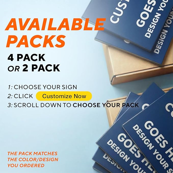 AmazonBasics Custom Outdoor Aluminum Business Signs, Personalized Waterproof Signs (Blue Background, 36x24 In)