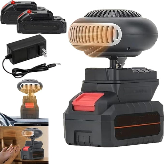 Battery Powered Heater, Battery Operated Heater, Quiet Long Heating, Ultra-Light/Ultra-Powerful/Portable/360-Degree Rotation/Anti Tilt Design, for Camping/Indoor/Car Defroster (5 Batteries*2)