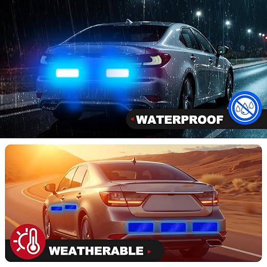 20 Pcs Super Reflection Reflective Stickers, Blue, Made of 3M DG3, Safety Reflective Tape for Car, Bike, Mailbox, Helmet, Outdoor, Waterproof, 3.15" X 1.18"