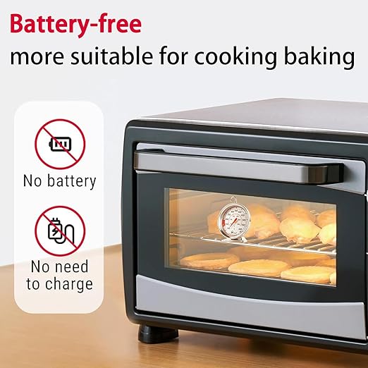 Oven Thermometer 2.4 Inch Oven Temperature Gauge with 360° Rotating Hook Baking Thermometer Hang or Stand Design 50-300°C/100-600°F for Gas/Electric Ovens, Grill, BBQ